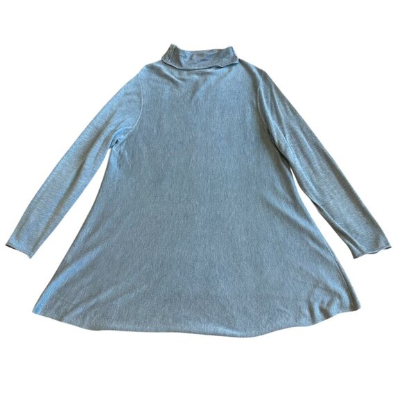 Eileen Fisher Blue Turtleneck Stretch Tunic Mini Dress Wool Blend Size Large - Picture 7 of 13
